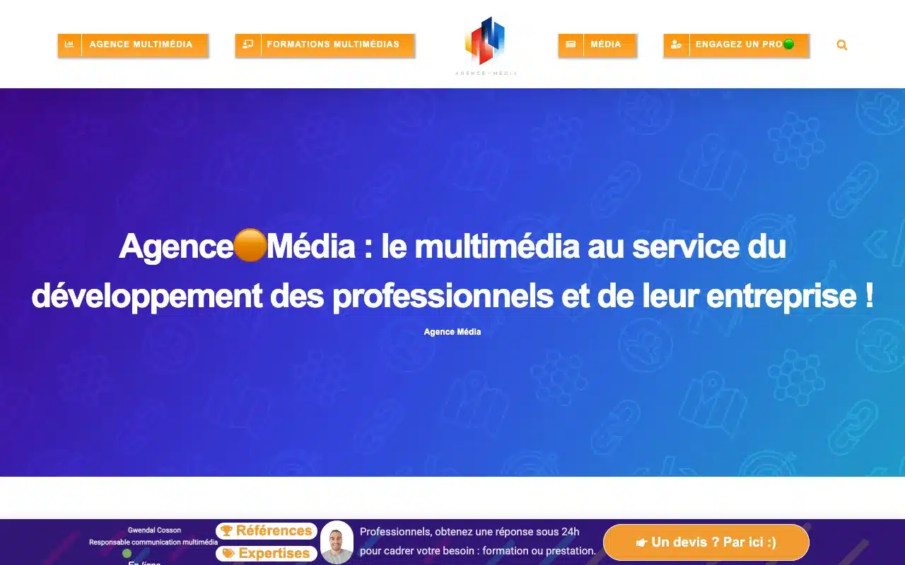 Page d’accueil du site d’Agence.Média