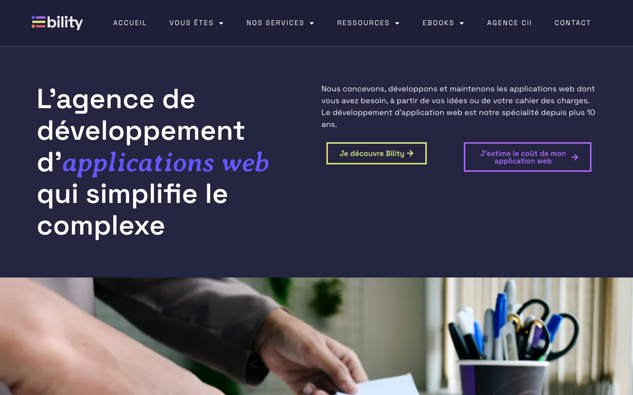 Page de l’offre sur le site de Bility
