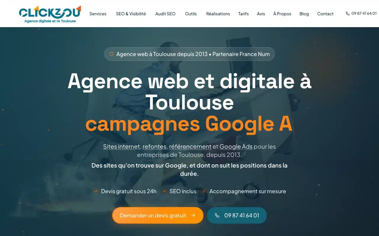 Page d’accueil du site de Clickzou