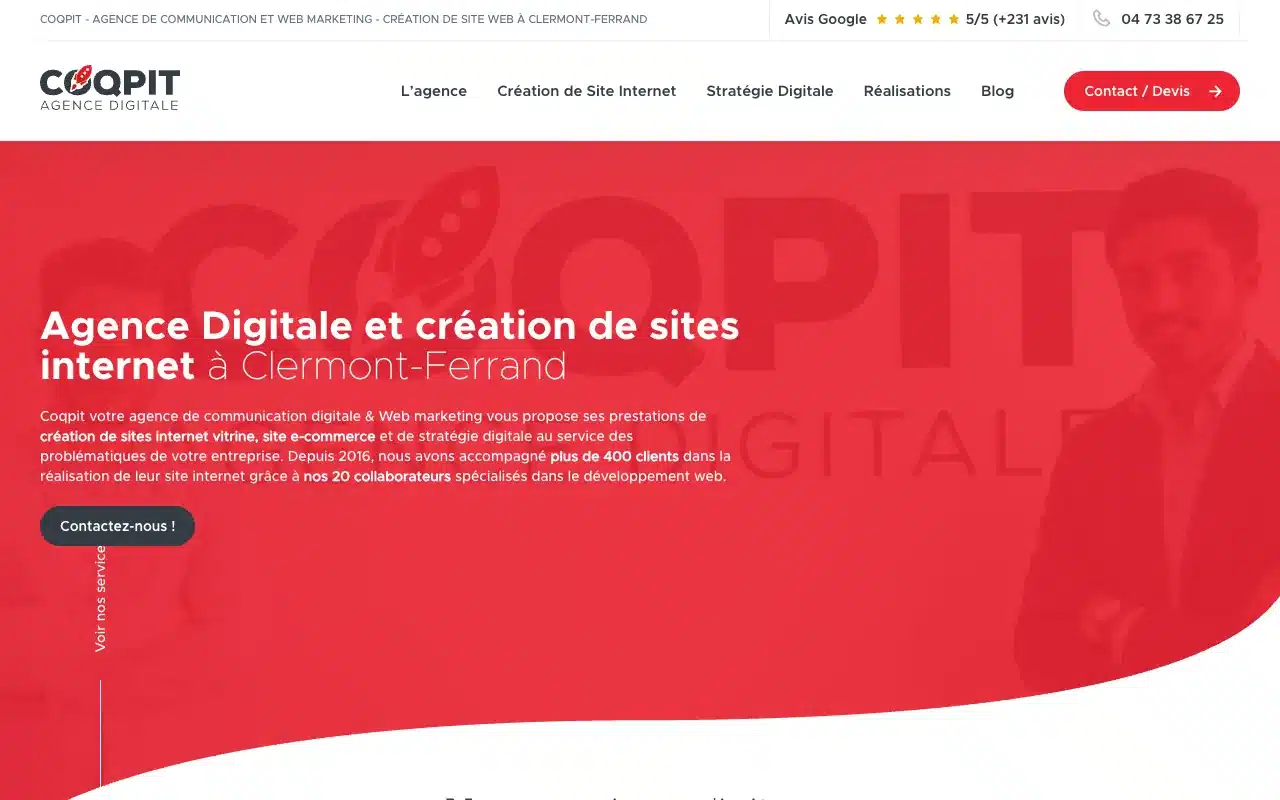 Page d’accueil du site de Coqpit