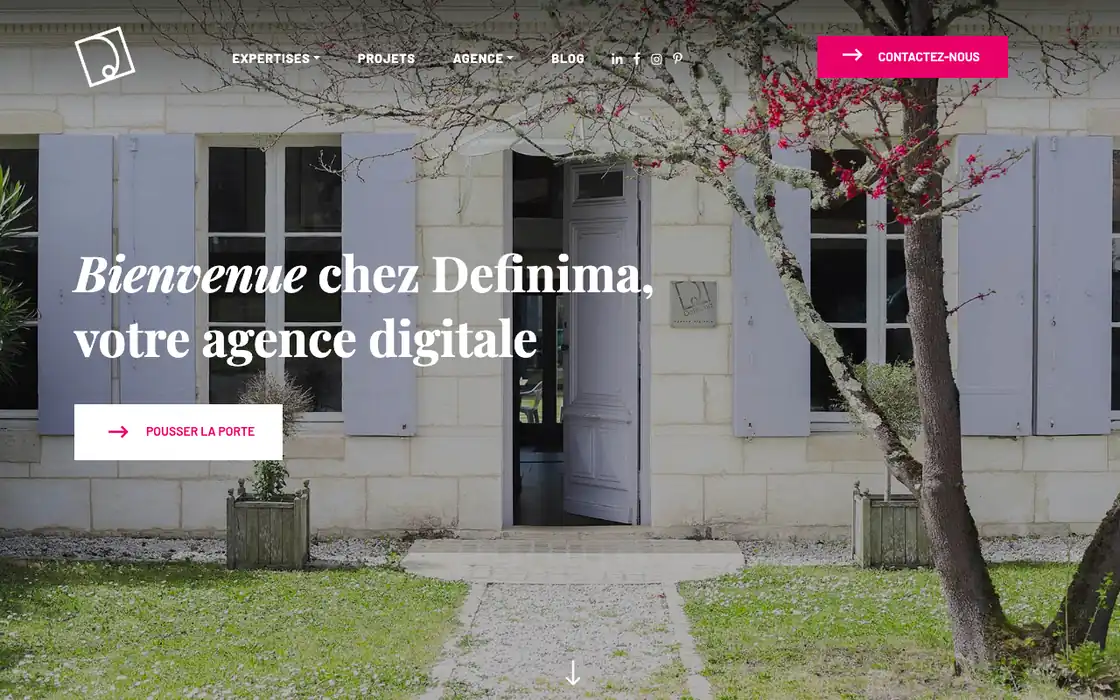 Page d’accueil du site de Definima