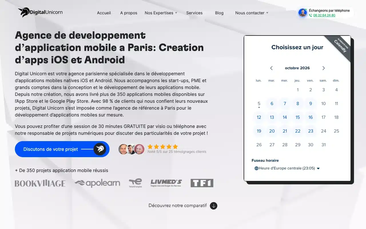 Page de l’offre sur le site de Digital Unicorn