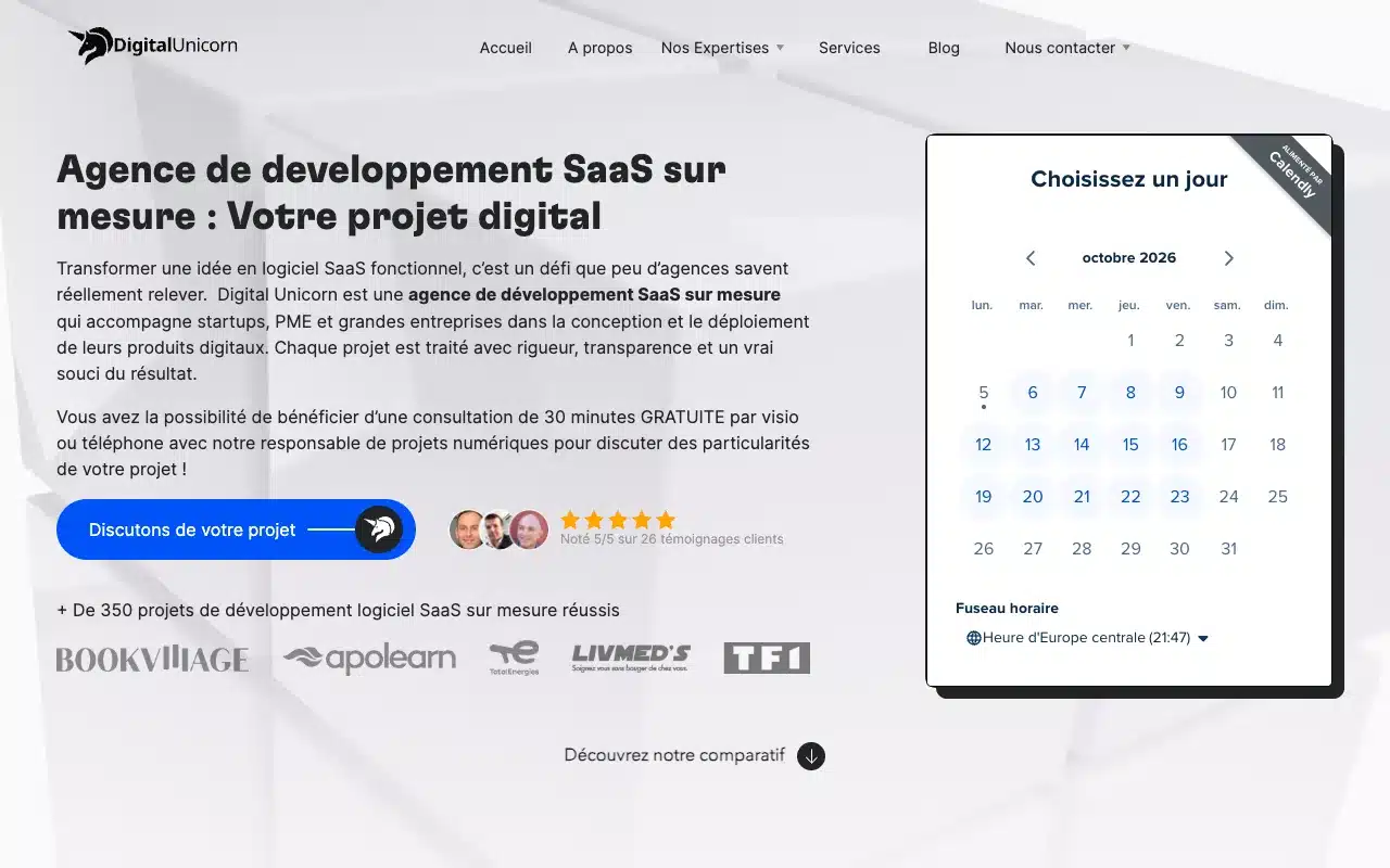 Page de l’offre sur le site de Digital Unicorn