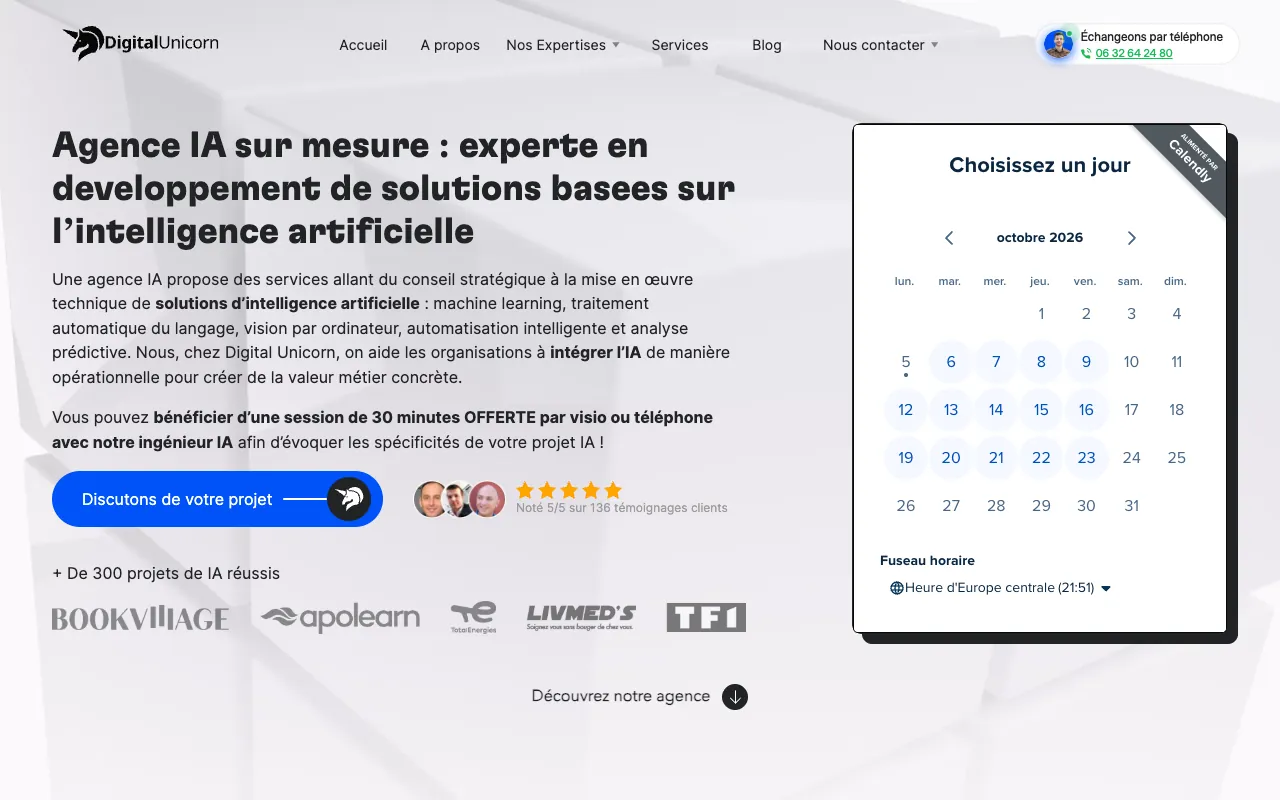 Page de l’offre sur le site de Digital Unicorn