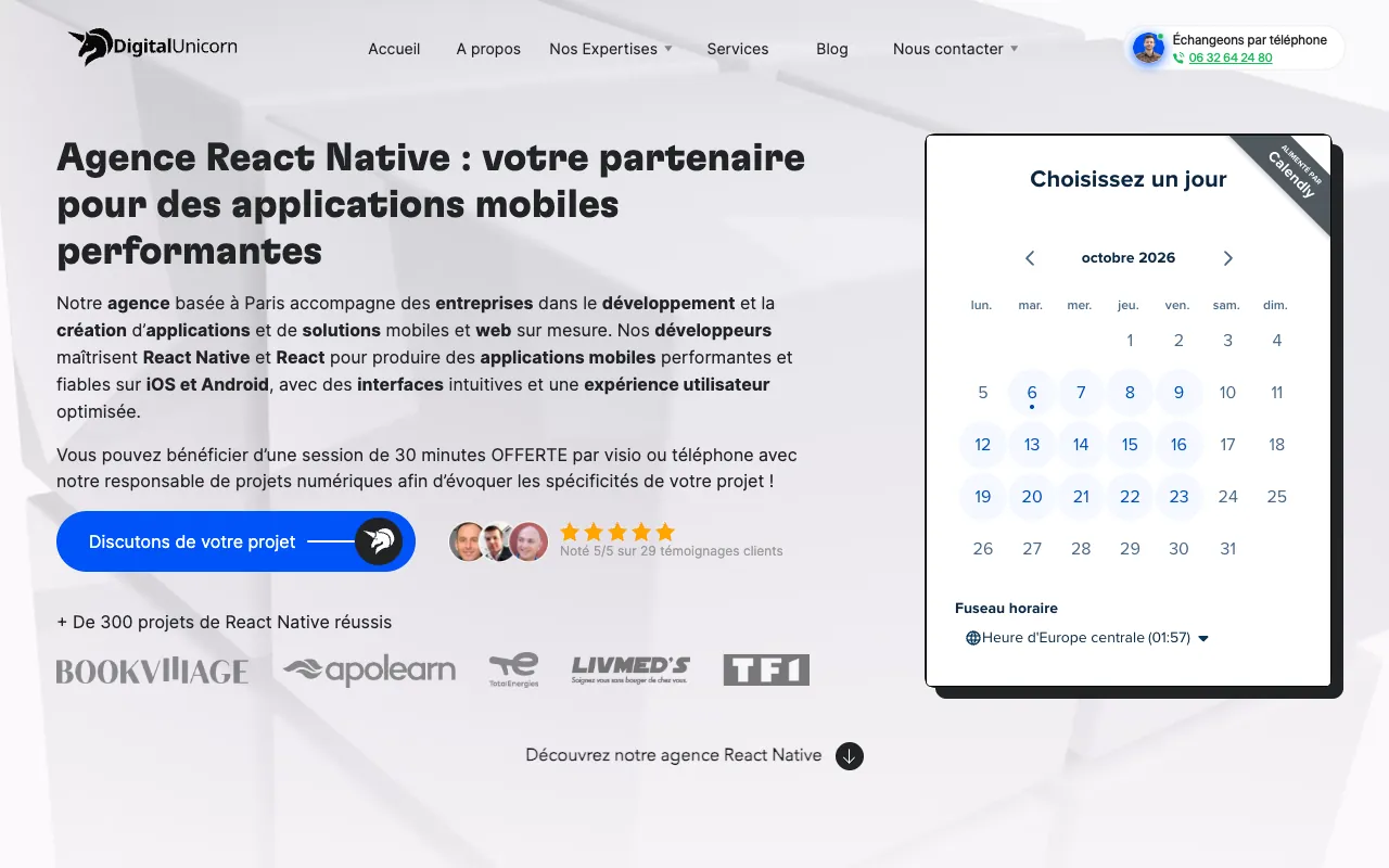 Page de l’offre sur le site de Digital Unicorn