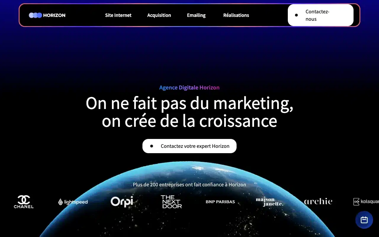 Page d’accueil du site de Horizon