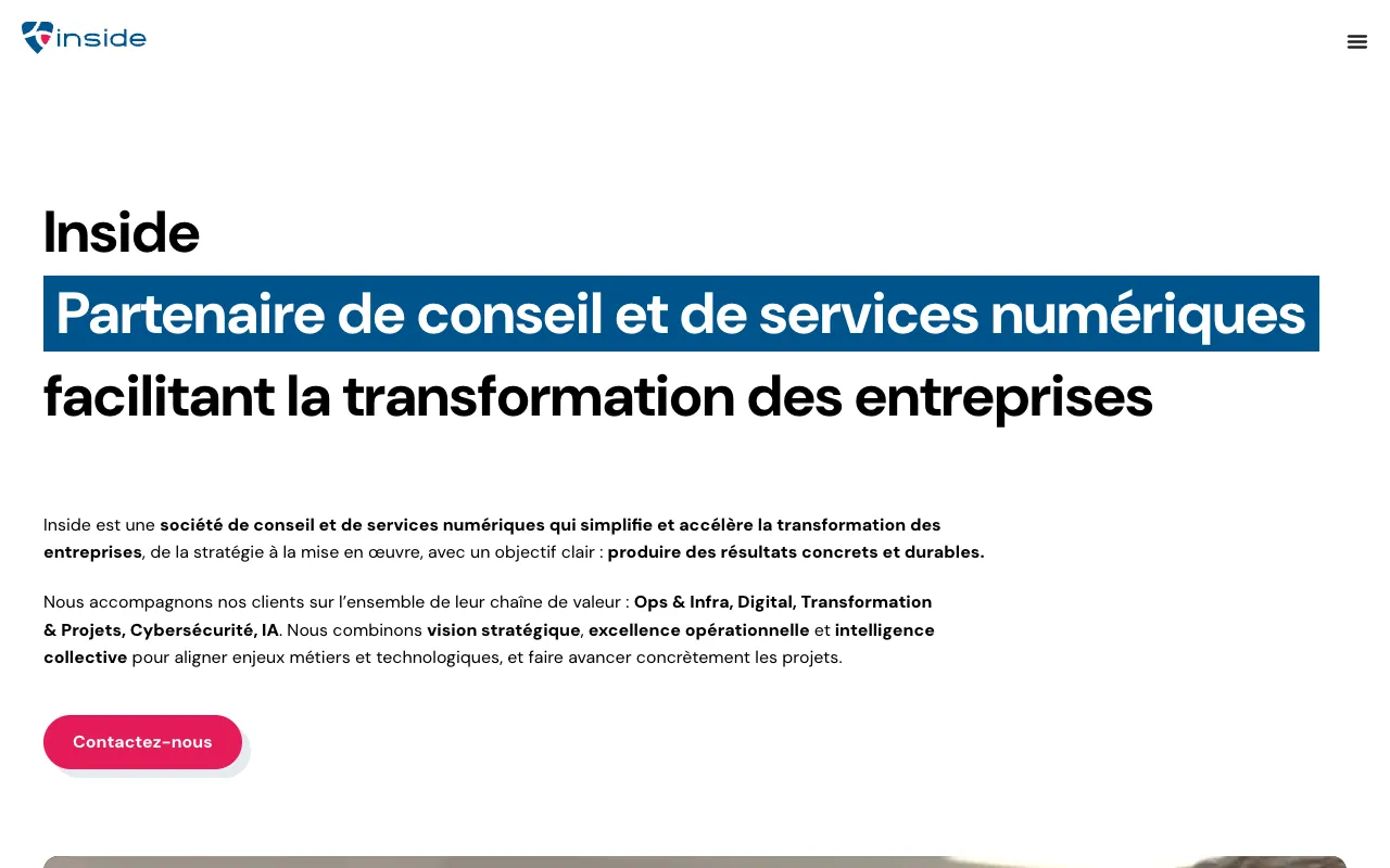 Page d’accueil du site d’Inside
