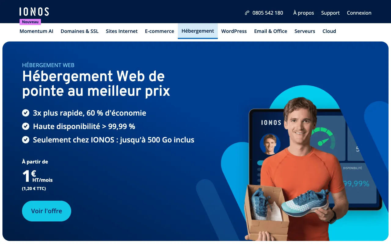 Page de l’offre sur le site d’IONOS