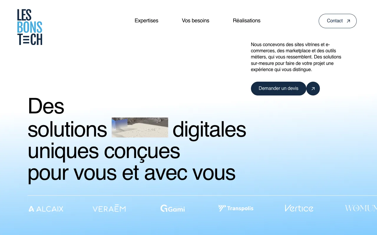 Page d’accueil du site de LesBonsTech