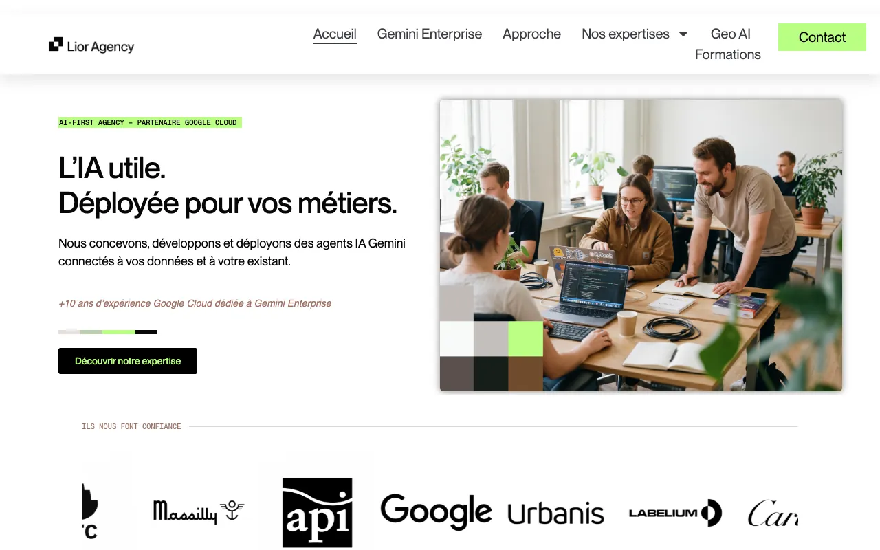 Page d’accueil du site de Lior Agency