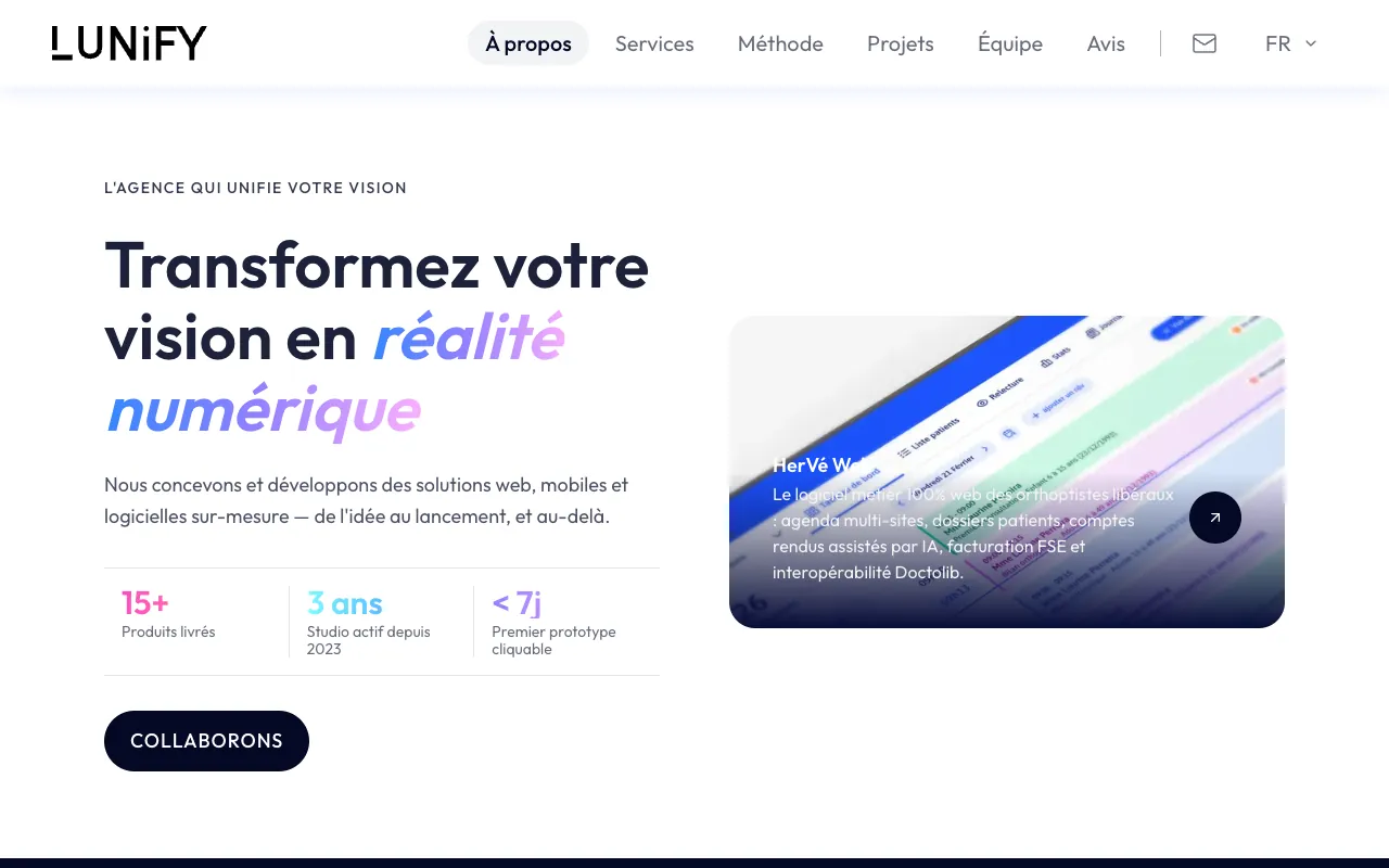 Page de l’offre sur le site de Lunify