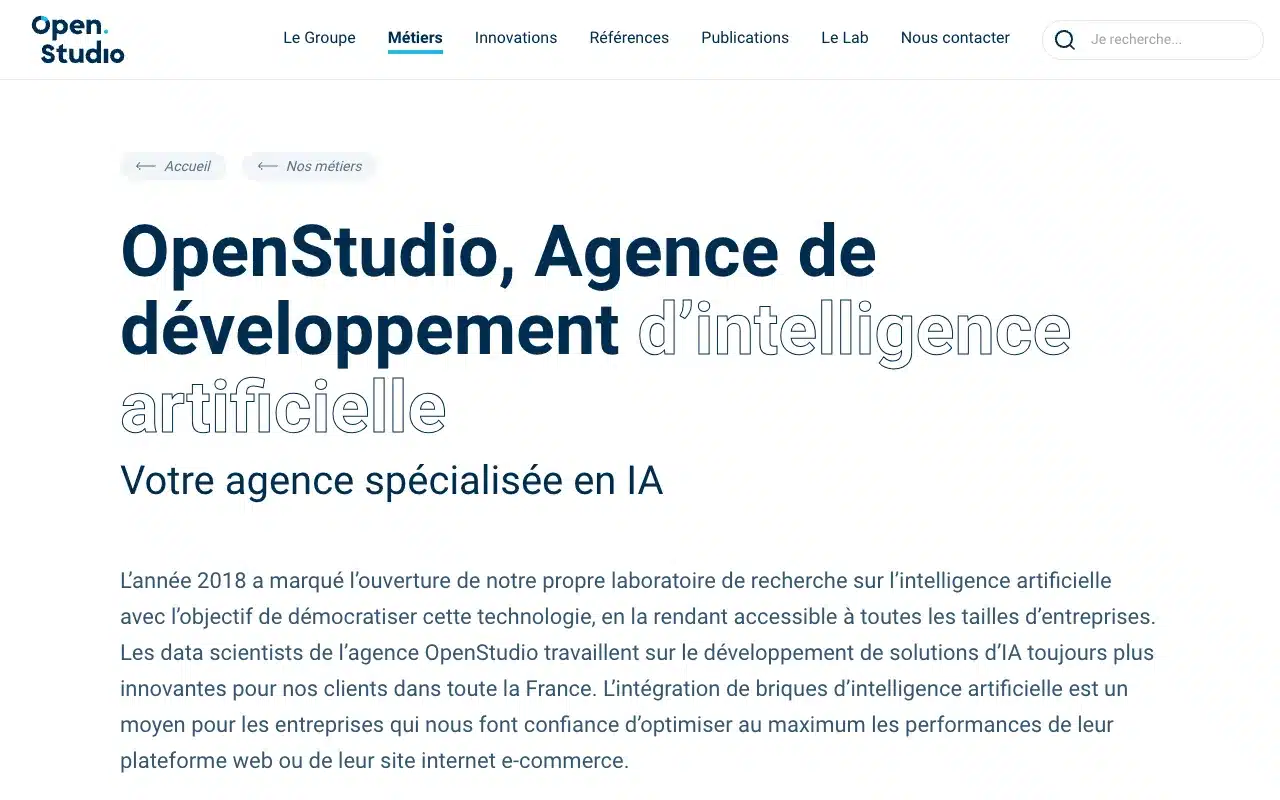 Page de l’offre sur le site d’OpenStudio