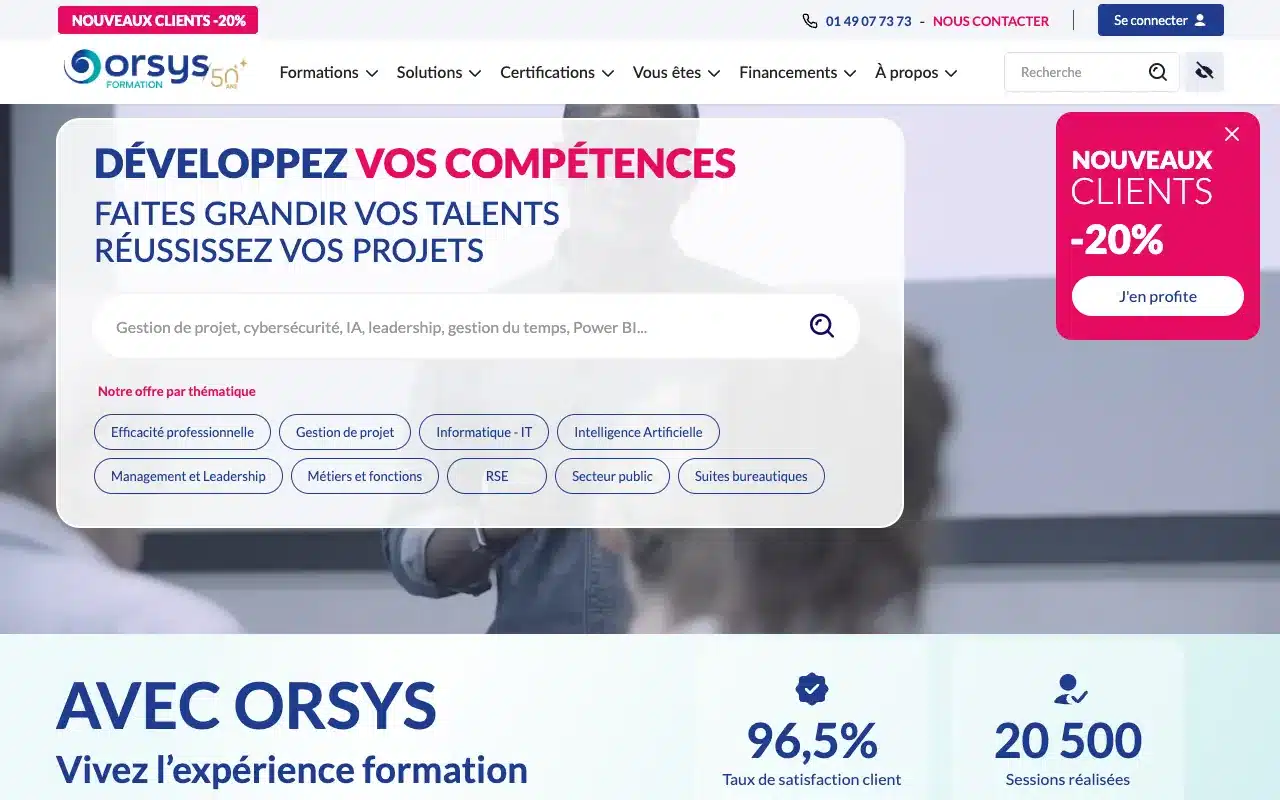 Page d’accueil du site d’ORSYS