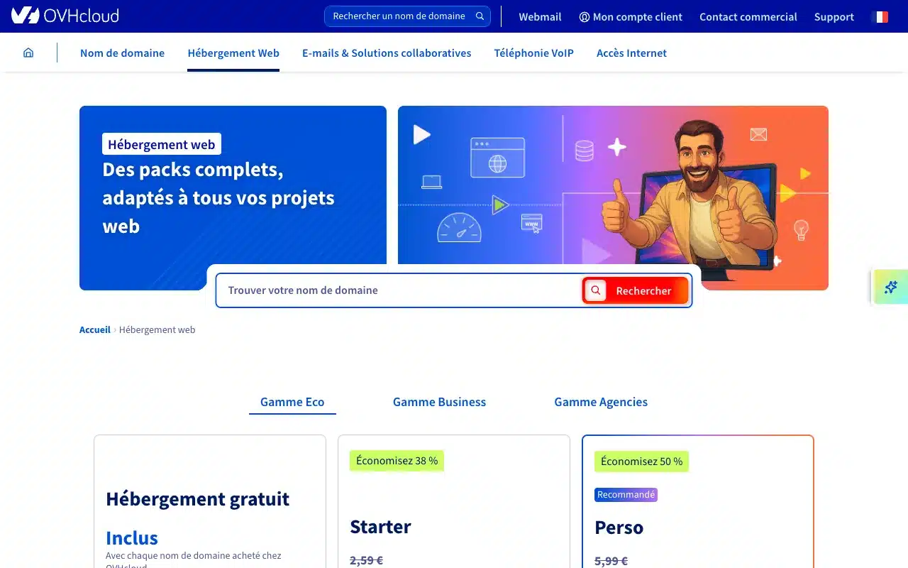 Page de l’offre sur le site d’OVHcloud