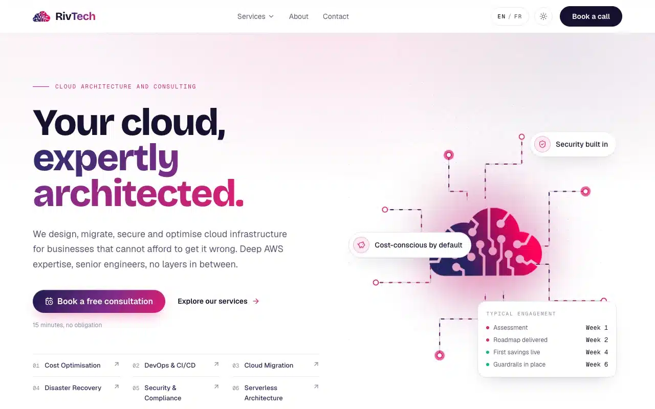 Page d’accueil du site de RivTech