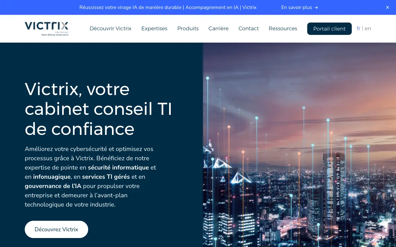 Page d’accueil du site de Victrix