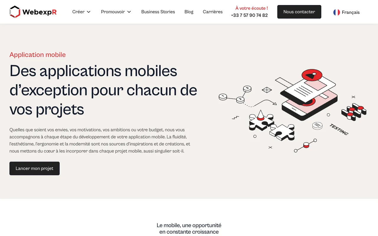 Page de l’offre sur le site de WebexpR