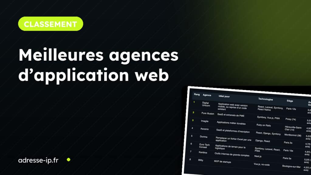 Tableau comparatif des meilleures agences d’application web en France