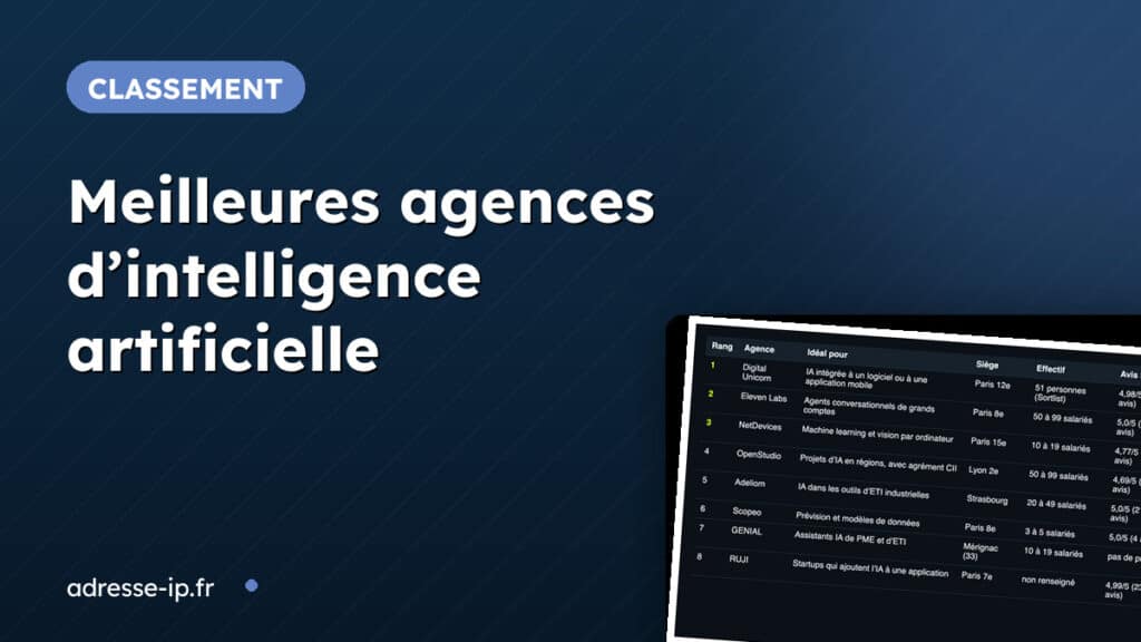 Tableau comparatif des meilleures agences d’intelligence artificielle en France